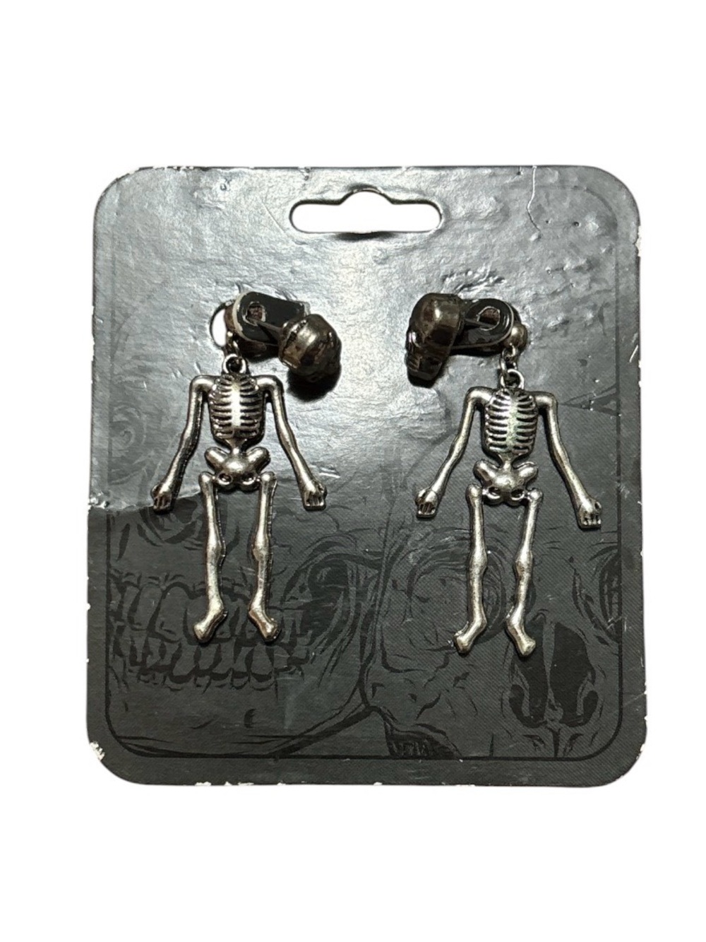 Silver Skeleton Dangle Earrings